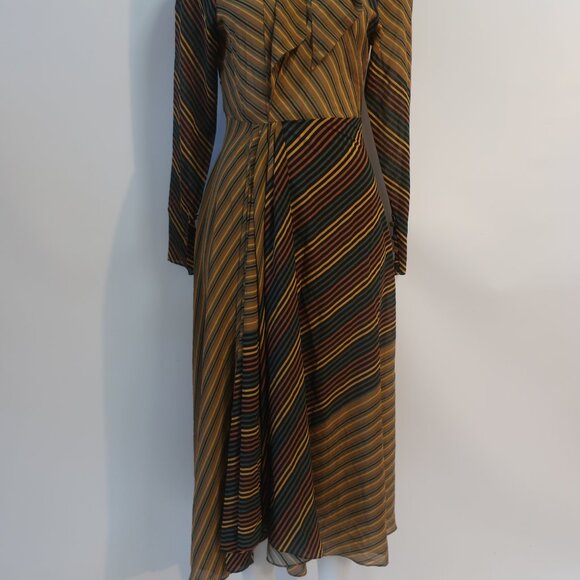 NWT Womens Ronny Kobo Ronny Kobo Brown Black Striped Mock Neck Noven Dress S - Picture 10 of 16